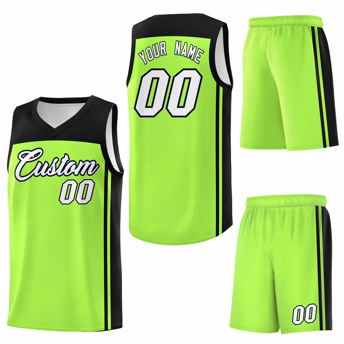 Custom Neon Green Black Classic Sets Sports Uniform Basketball Jersey