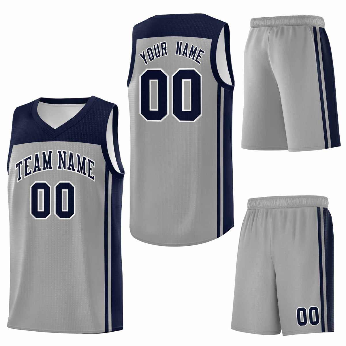 Custom Grey Navy Classic Sets Sports Uniform Basketball Jersey