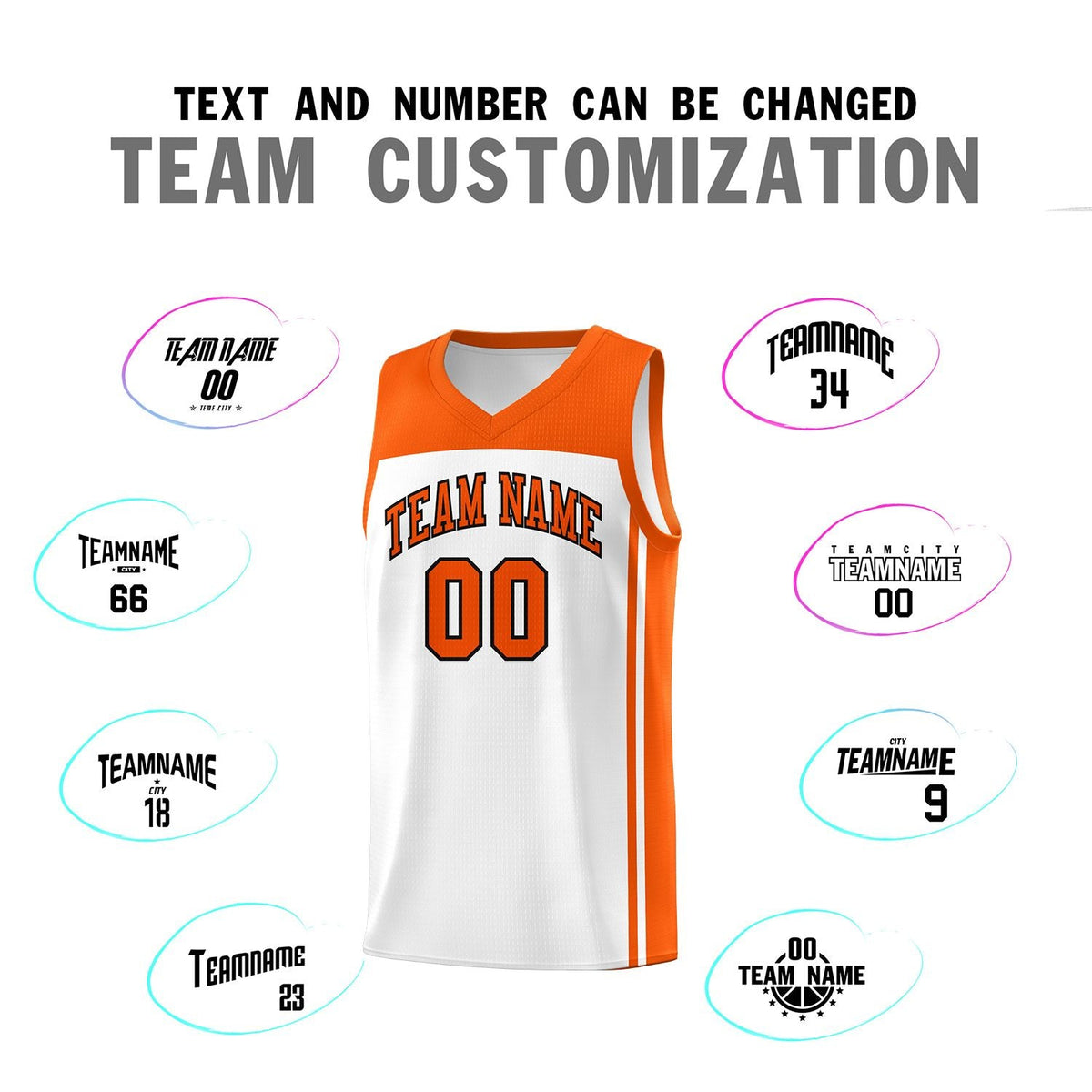 Custom White Orange Classic Sets Sports Uniform Basketball Jersey