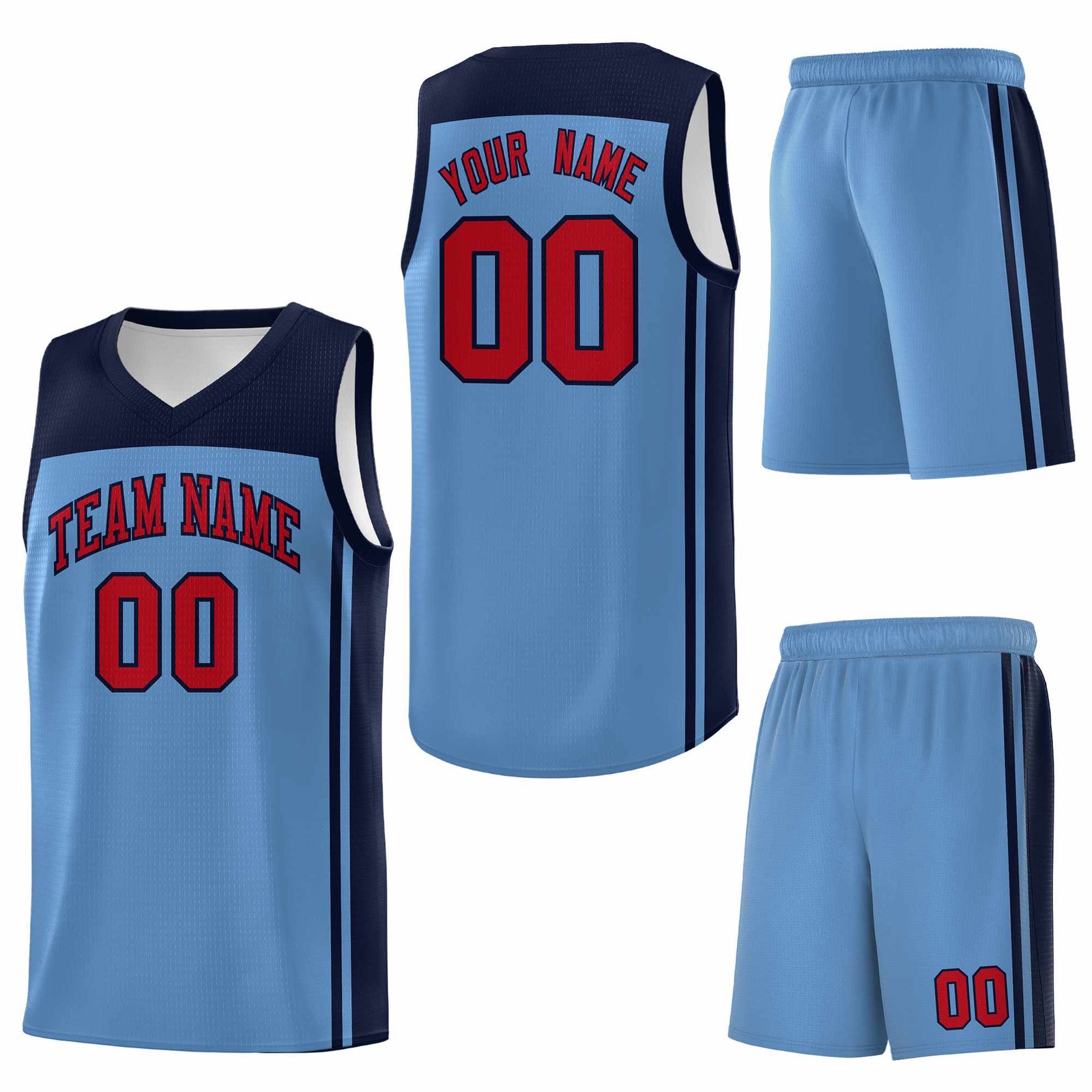 Custom Light Blue Navy Classic Sets Sports Uniform Basketball Jersey