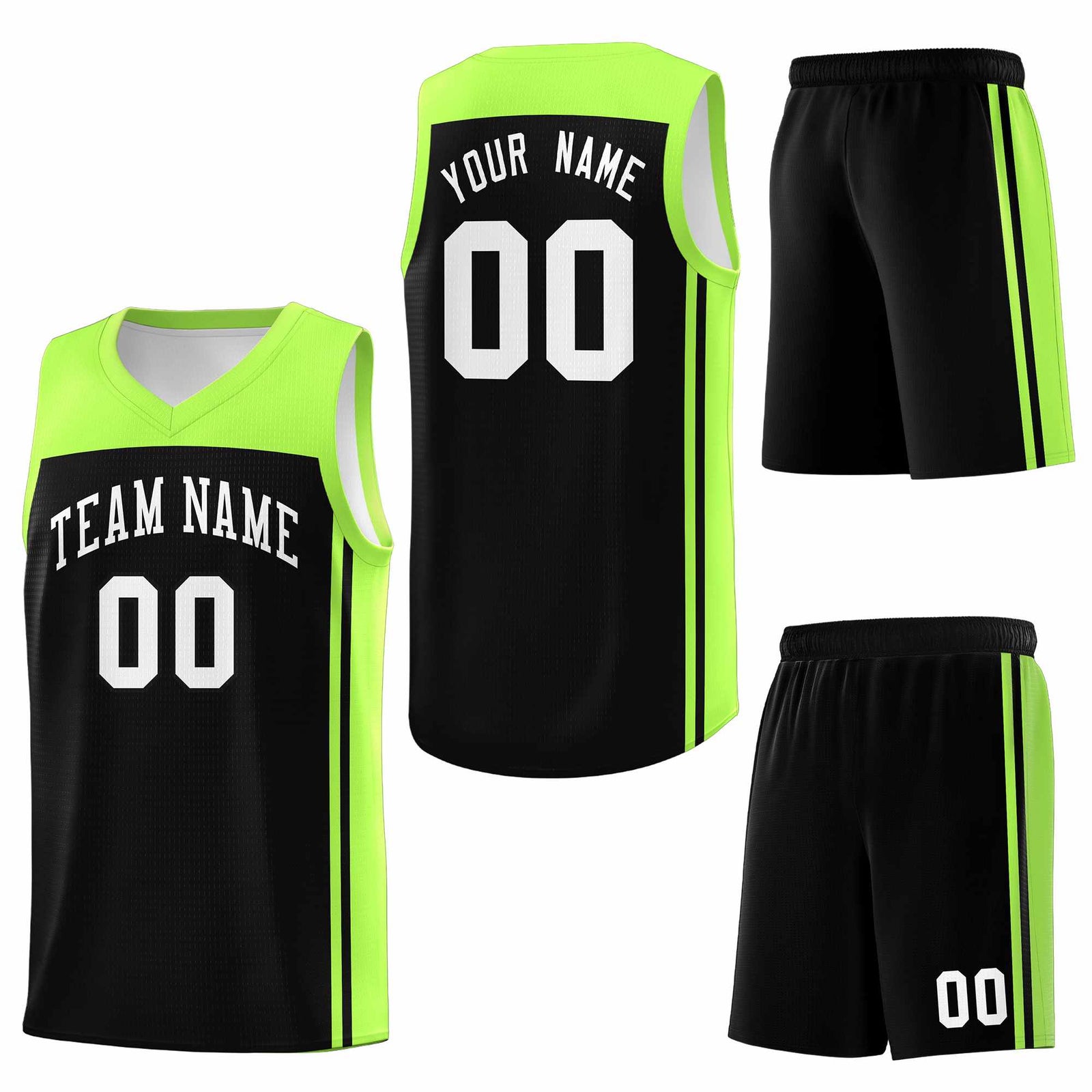 Custom Black Neon Green Classic Sets Sports Uniform Basketball Jersey
