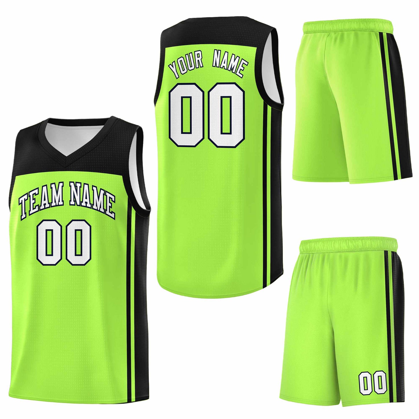 Custom Neon Green Black Classic Sets Sports Uniform Basketball Jersey