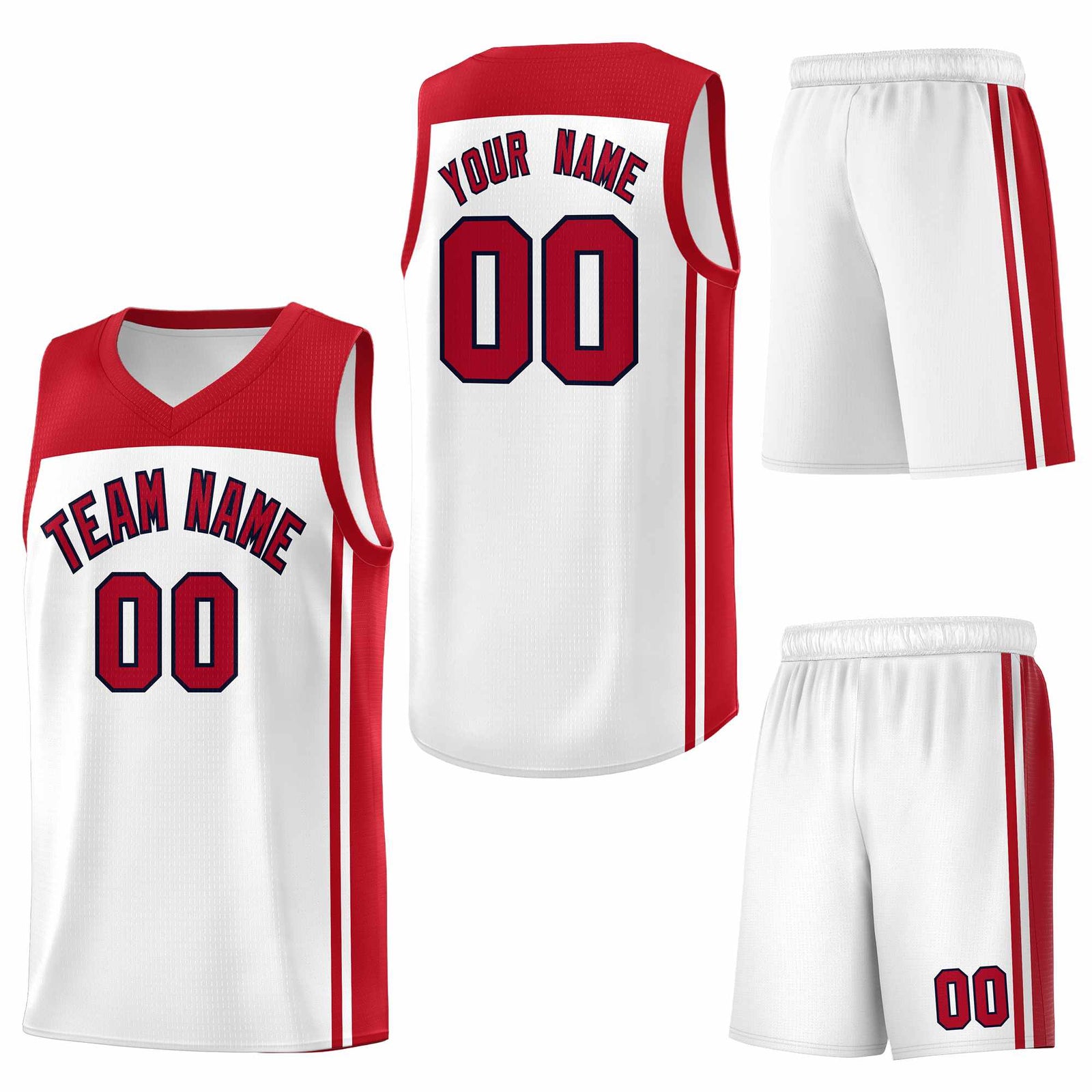 Custom White Red Classic Sets Sports Uniform Basketball Jersey