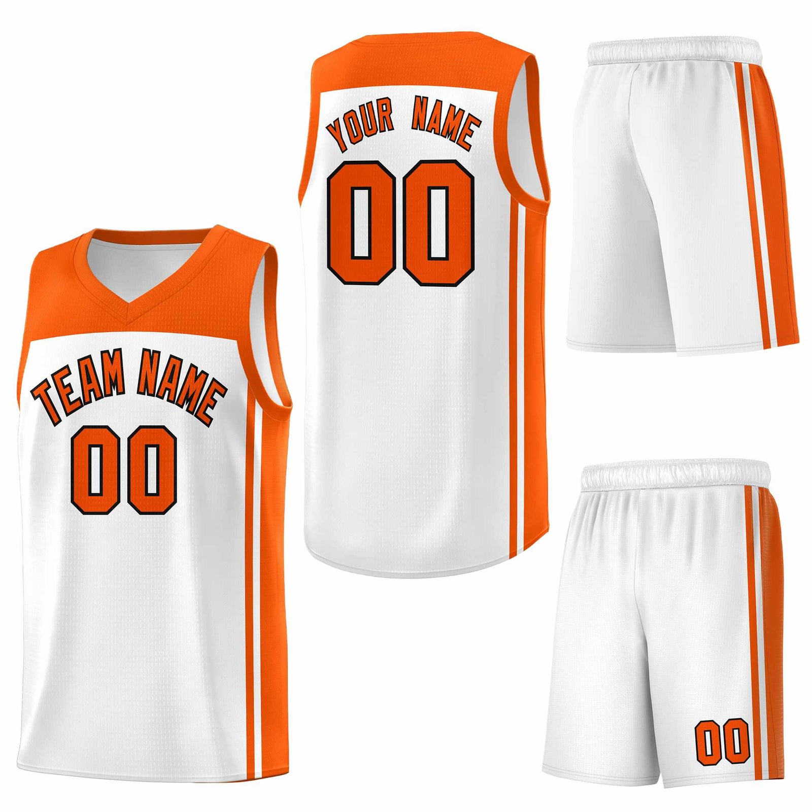 Custom White Orange Classic Sets Sports Uniform Basketball Jersey