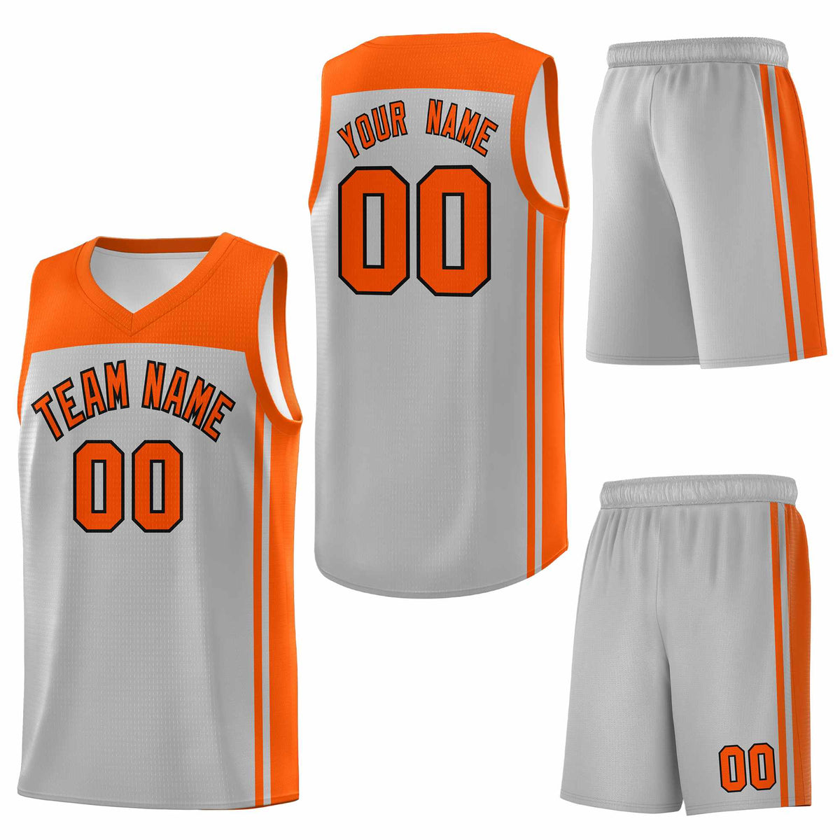 Custom Grey Orange Classic Sets Sports Uniform Basketball Jersey