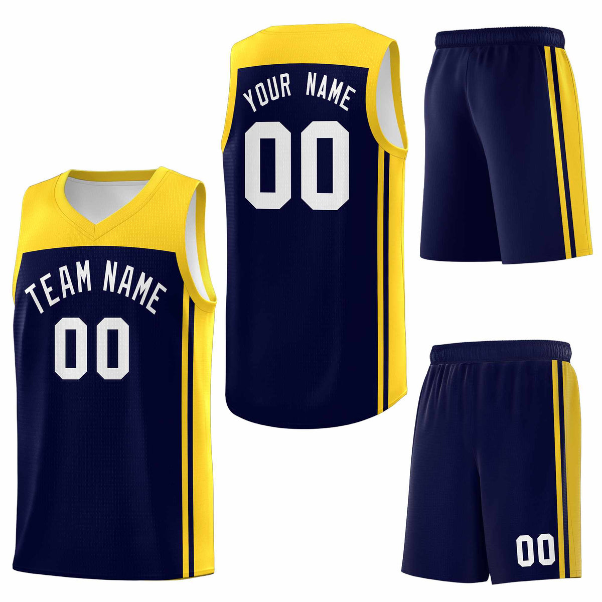 Custom Navy Gold Classic Sets Sports Uniform Basketball Jersey