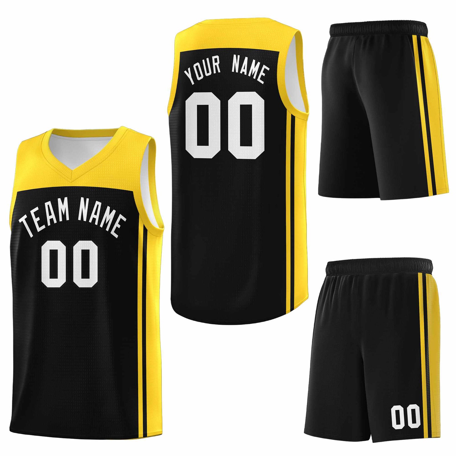 Custom Black Gold Classic Sets Sports Uniform Basketball Jersey