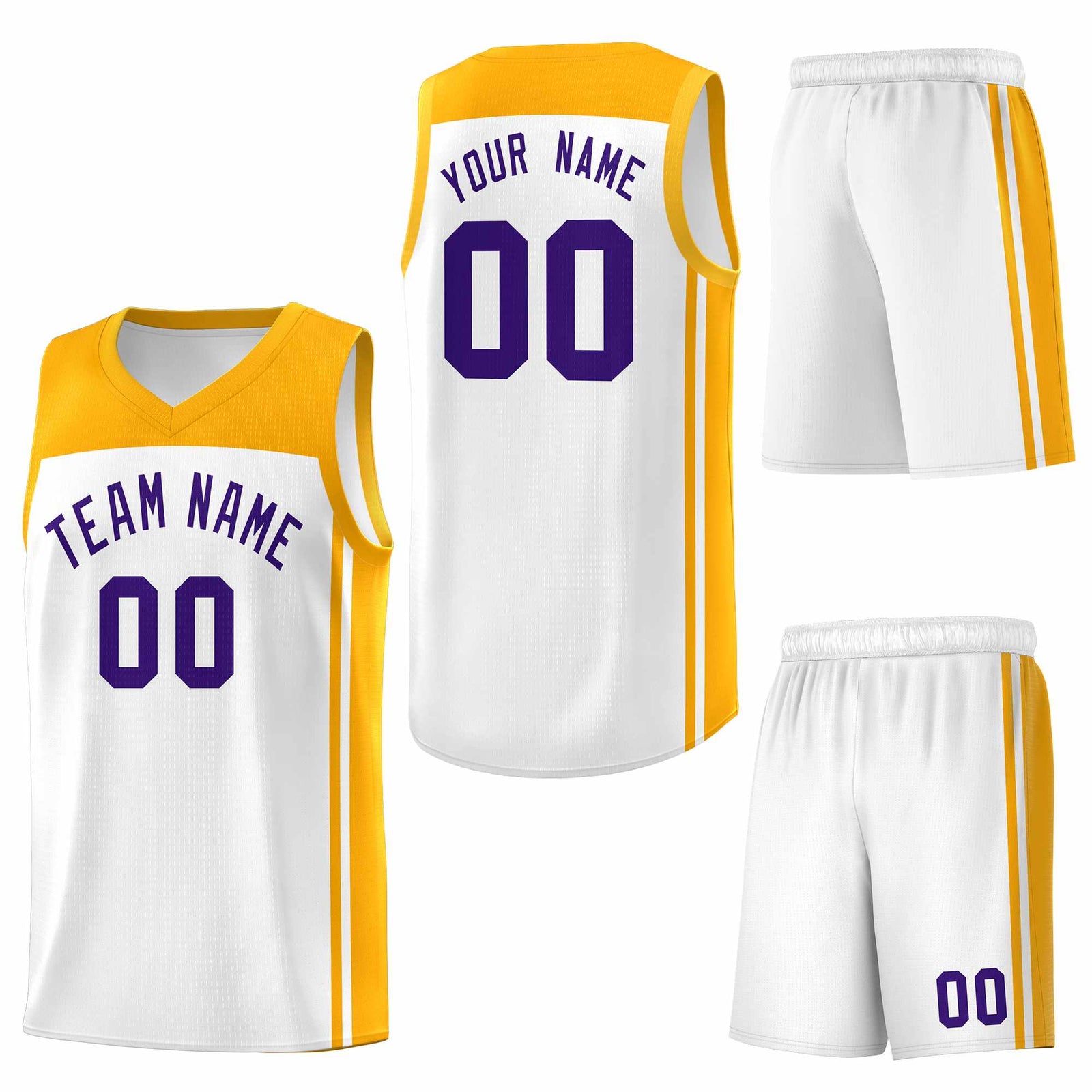 Custom White Yellow Classic Sets Sports Uniform Basketball Jersey