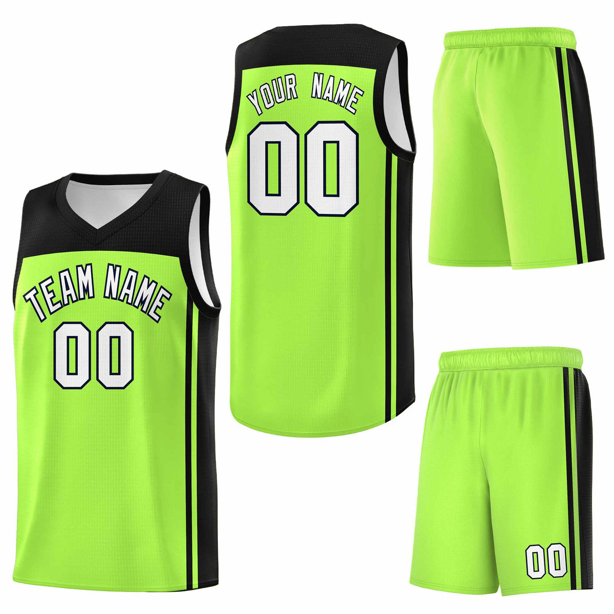 Custom Neon Green Black Classic Sets Sports Uniform Basketball Jersey