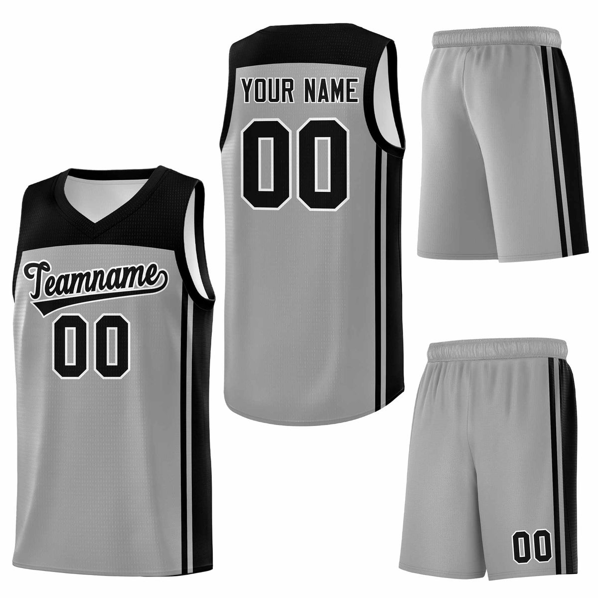 Custom Grey Black Classic Sets Sports Uniform Basketball Jersey