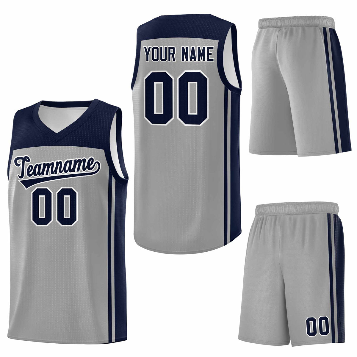 Custom Grey Navy Classic Sets Sports Uniform Basketball Jersey
