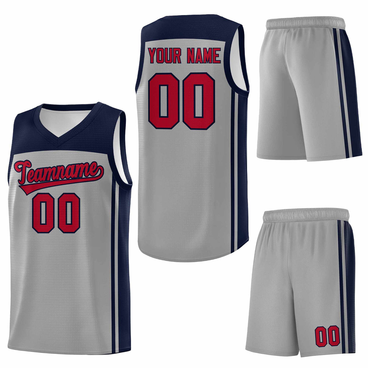 Custom Grey Navy Classic Sets Sports Uniform Basketball Jersey