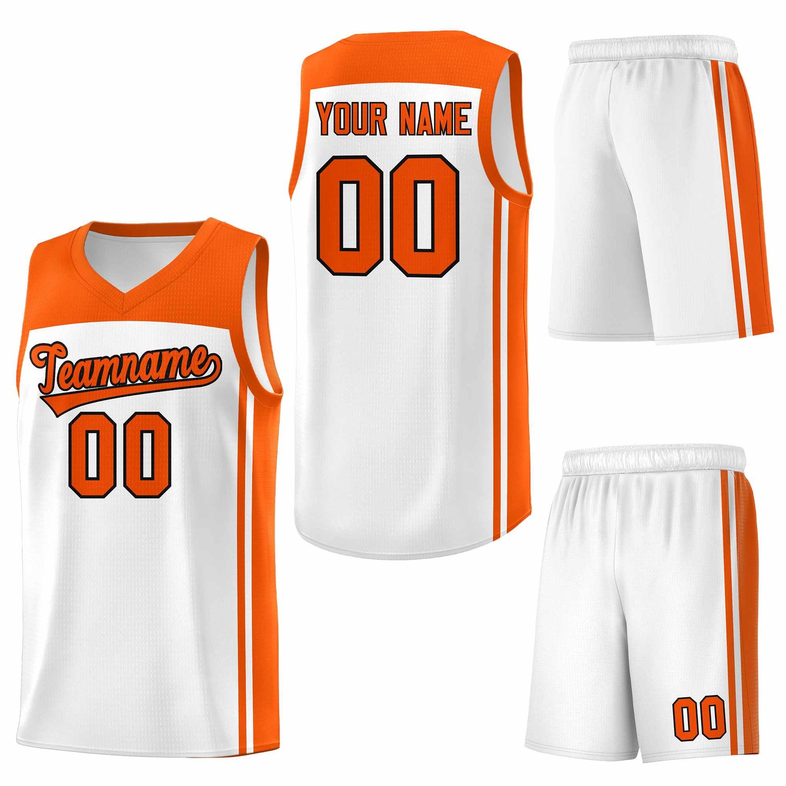 Custom White Orange Classic Sets Sports Uniform Basketball Jersey
