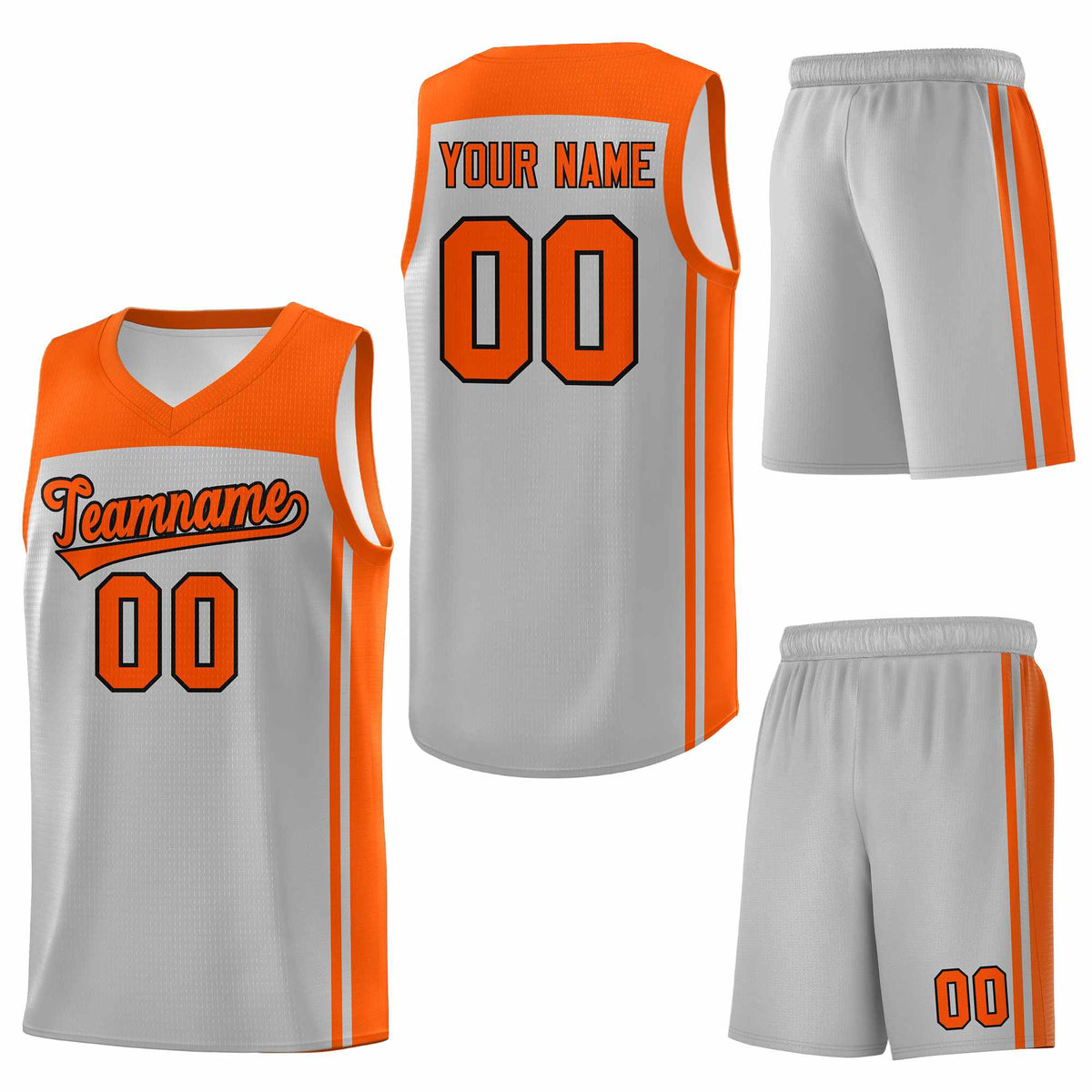 Custom Grey Orange Classic Sets Sports Uniform Basketball Jersey