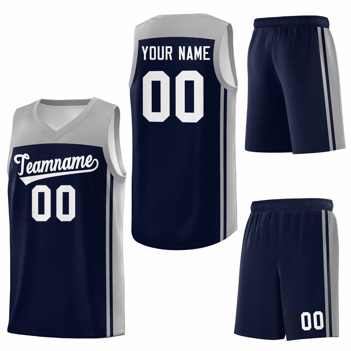 Custom Navy Grey Classic Sets Sports Uniform Basketball Jersey