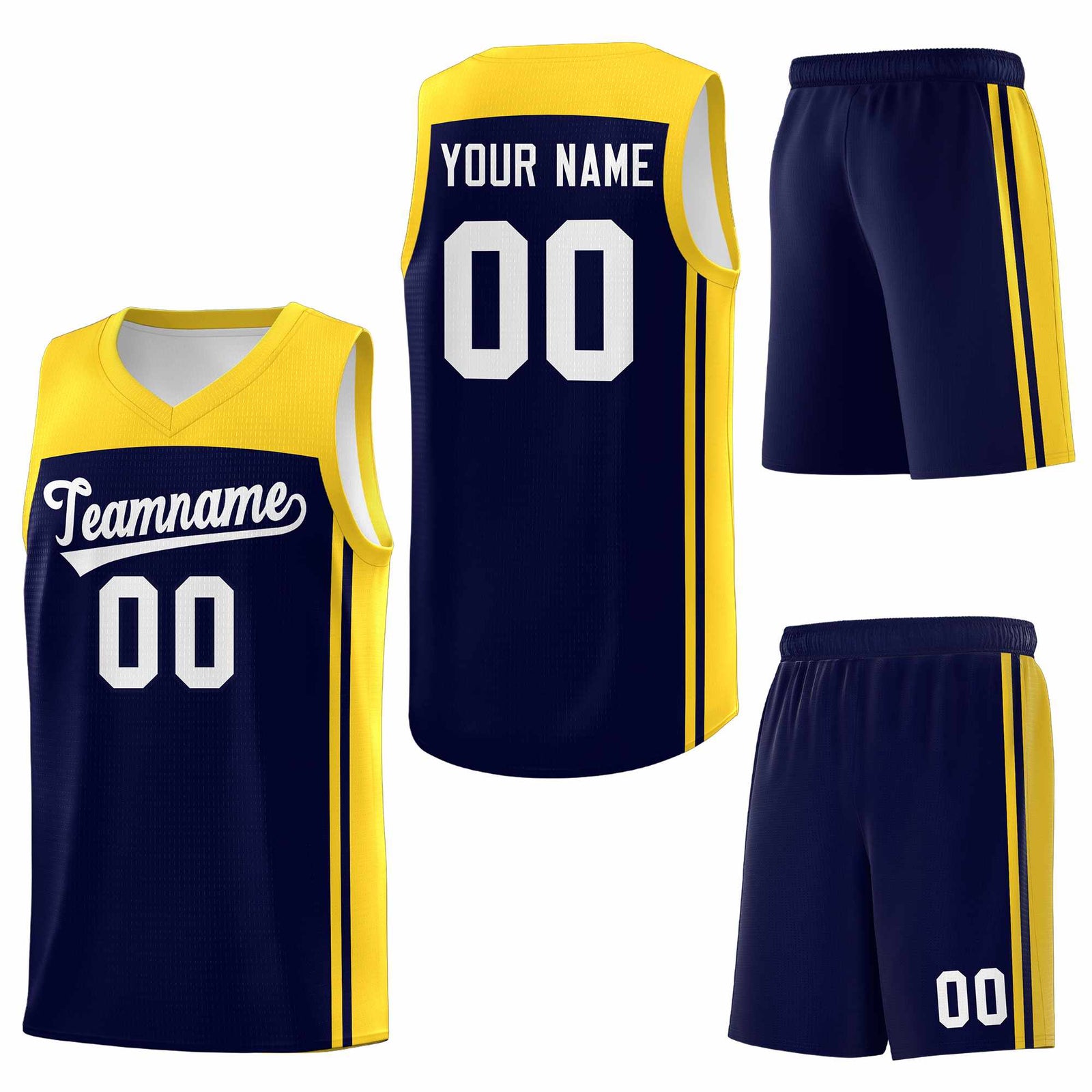Custom Navy Gold Classic Sets Sports Uniform Basketball Jersey