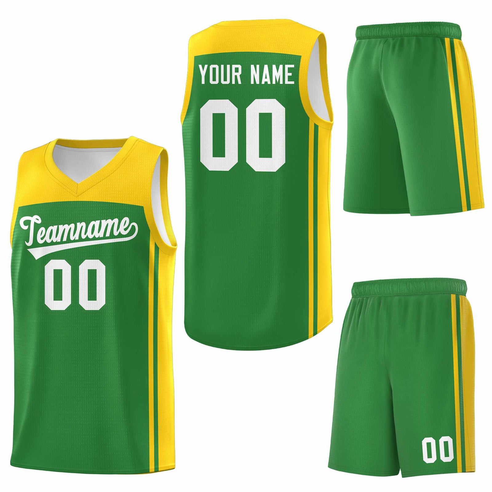 Custom Kelly Green Gold Classic Sets Sports Uniform Basketball Jersey
