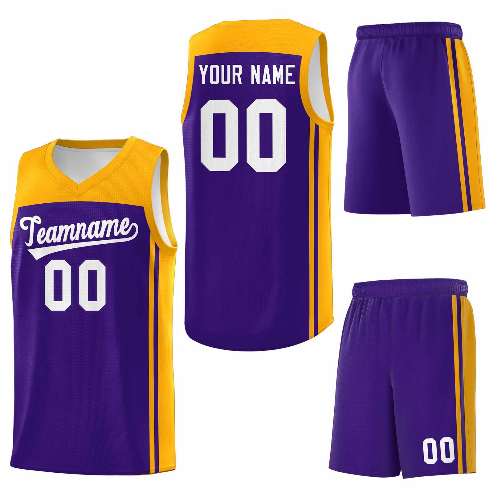 Custom Purple Yellow Classic Sets Sports Uniform Basketball Jersey