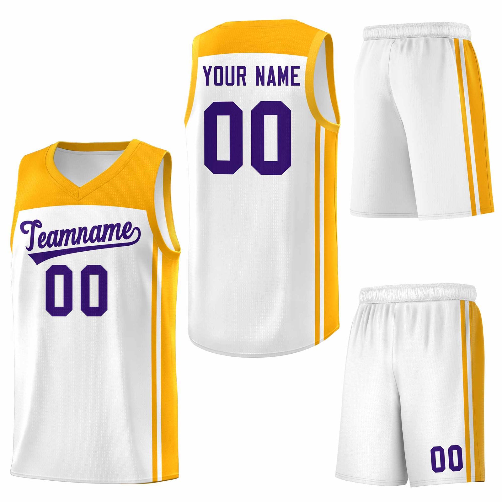 Custom White Yellow Classic Sets Sports Uniform Basketball Jersey