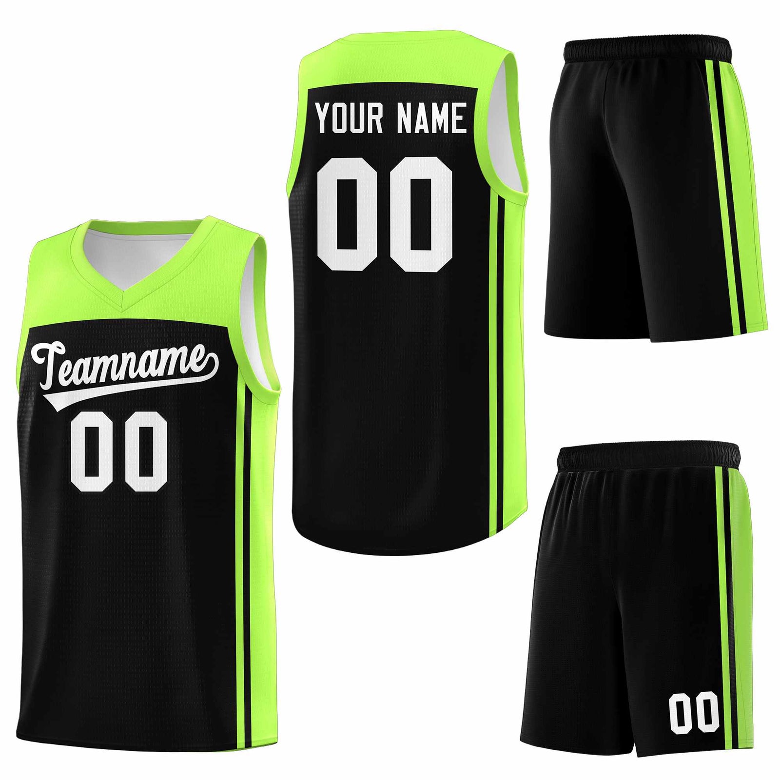 Custom Black Neon Green Classic Sets Sports Uniform Basketball Jersey