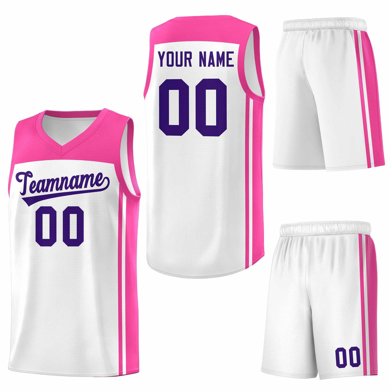 Custom White Pink Classic Sets Sports Uniform Basketball Jersey