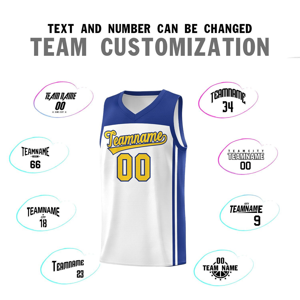 Custom White Royal Classic Sets Sports Uniform Basketball Jersey