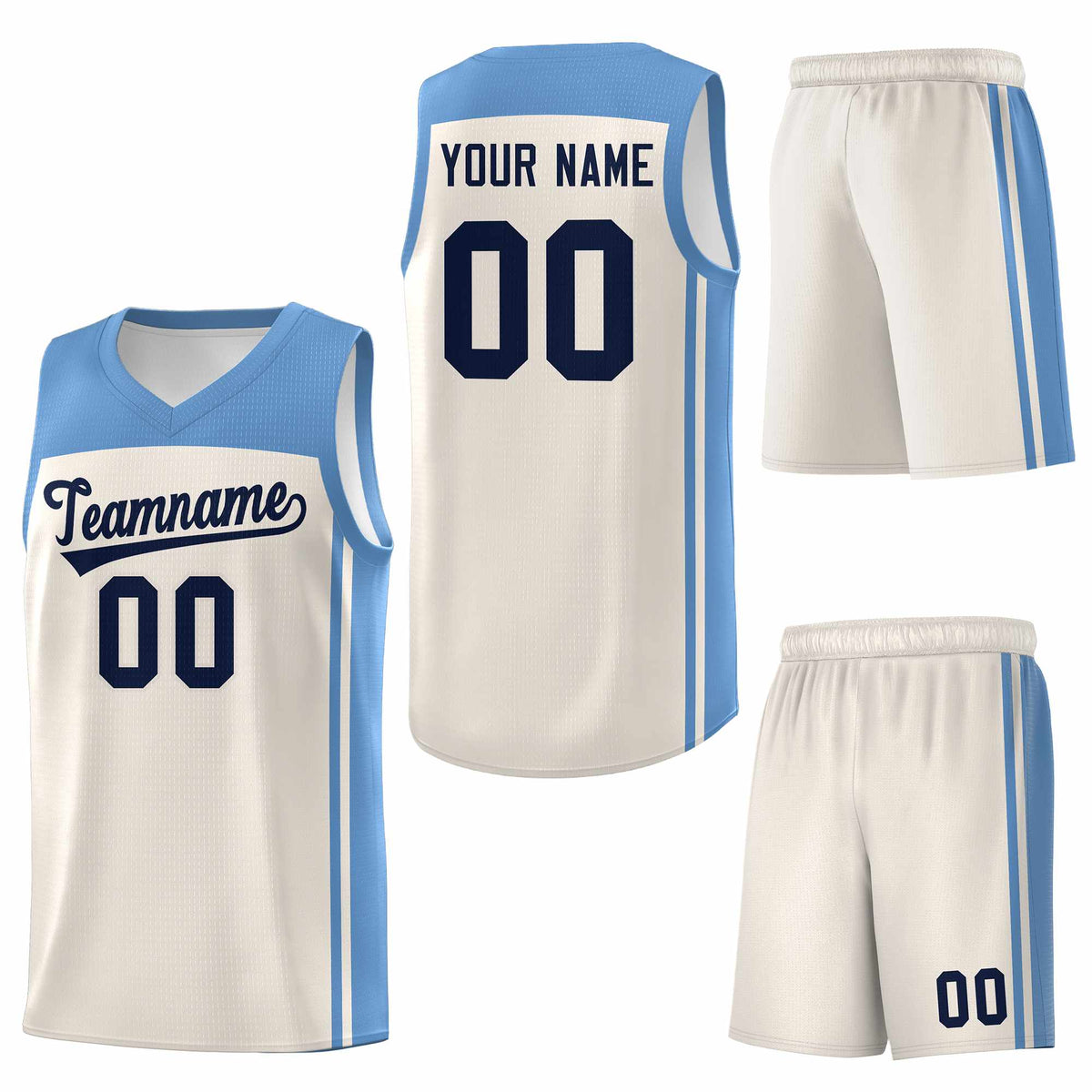 Custom Cream Light Blue Classic Sets Sports Uniform Basketball Jersey