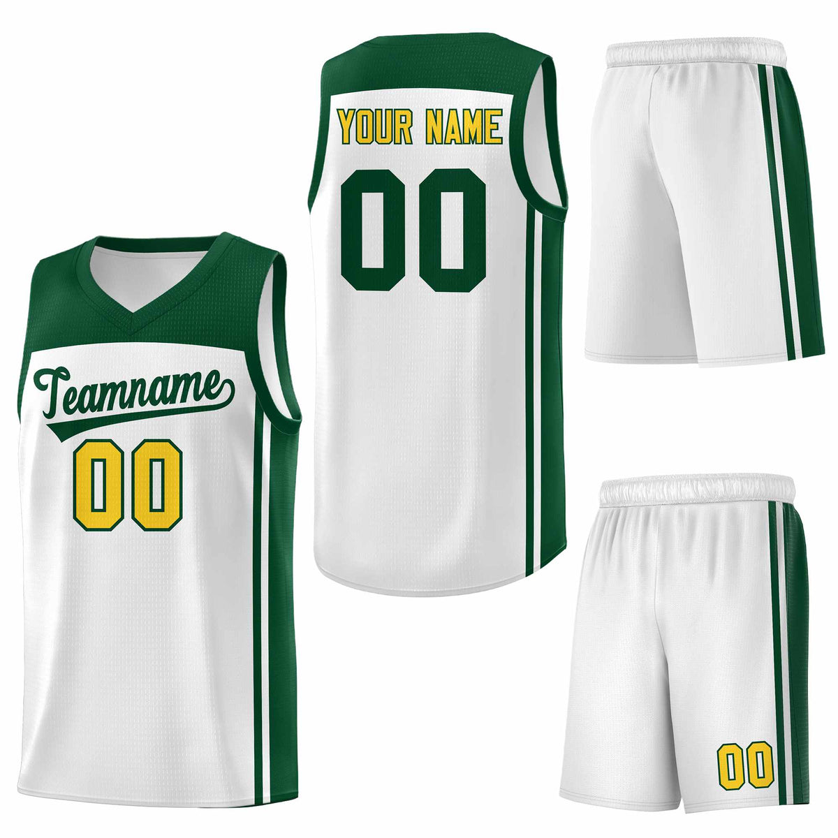 Custom White Green Classic Sets Sports Uniform Basketball Jersey