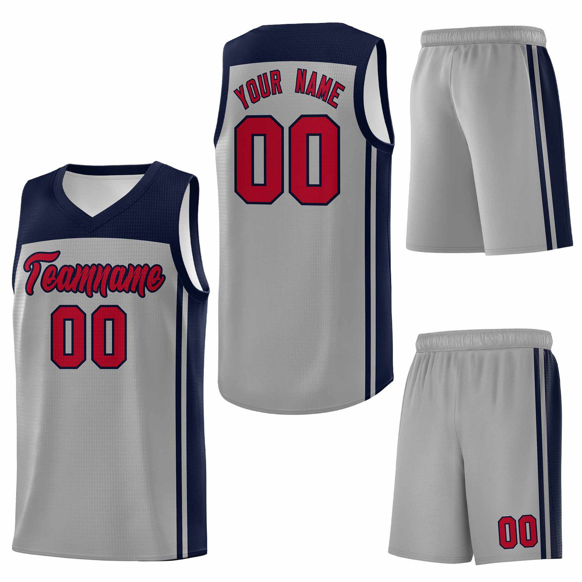 Custom Grey Navy Classic Sets Sports Uniform Basketball Jersey