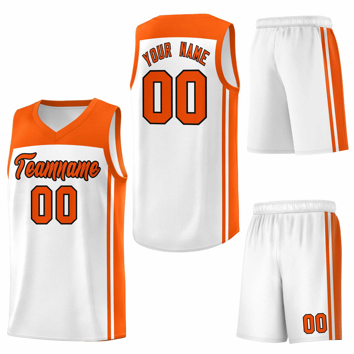 Custom White Orange Classic Sets Sports Uniform Basketball Jersey