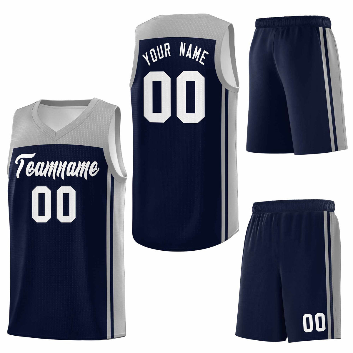Custom Navy Grey Classic Sets Sports Uniform Basketball Jersey