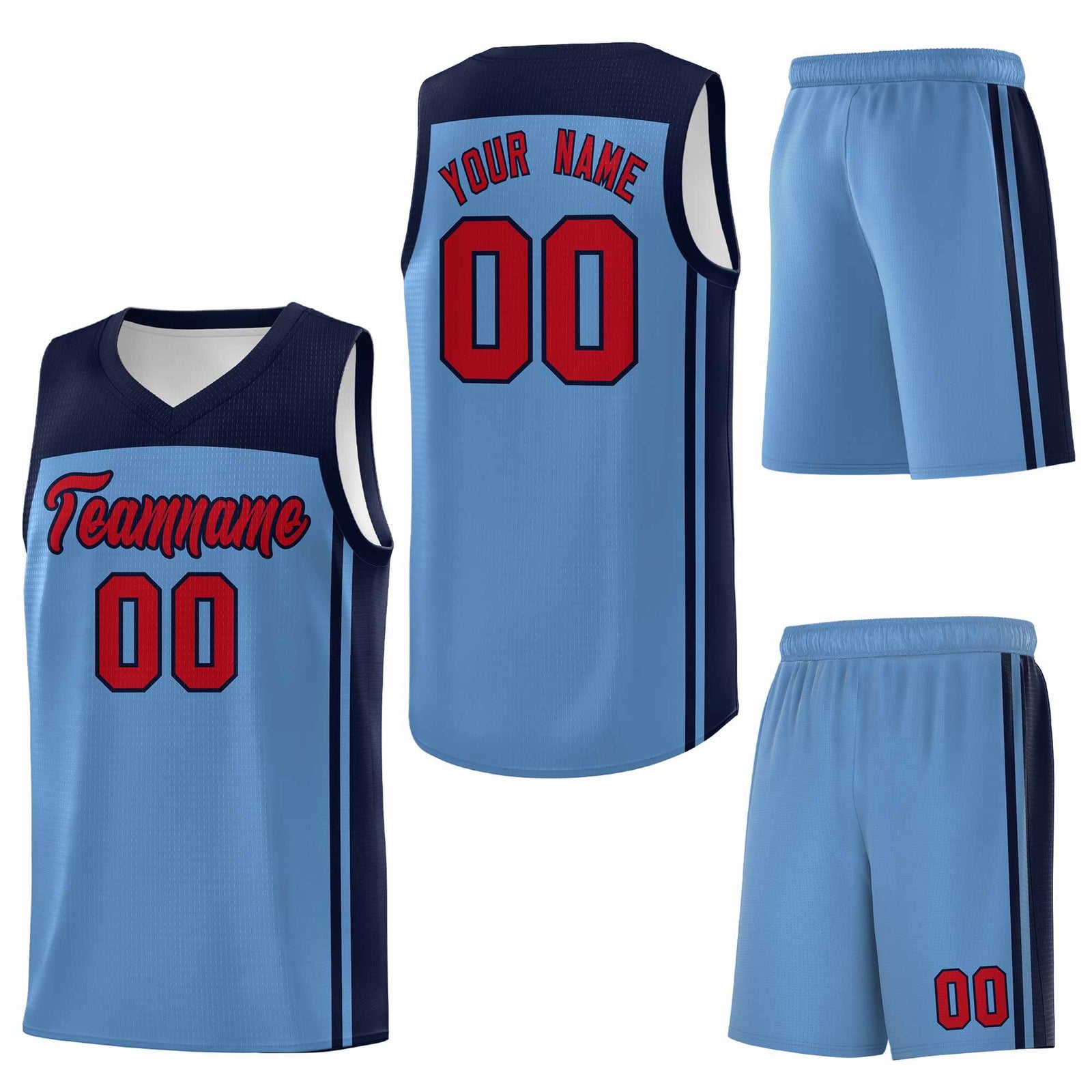 Custom Light Blue Navy Classic Sets Sports Uniform Basketball Jersey