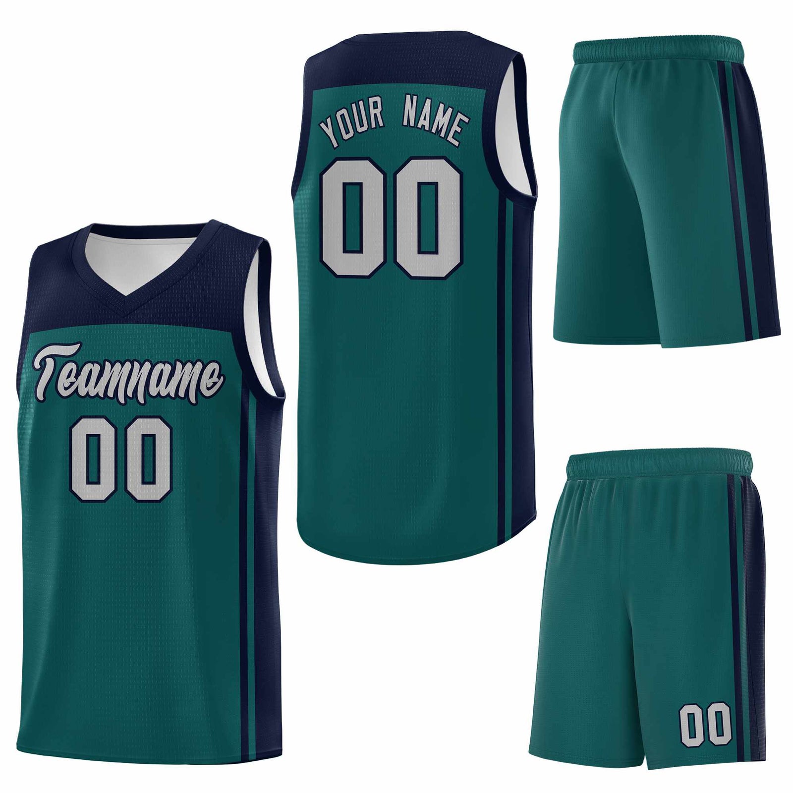 Custom Midnight Green Navy Classic Sets Sports Uniform Basketball Jersey