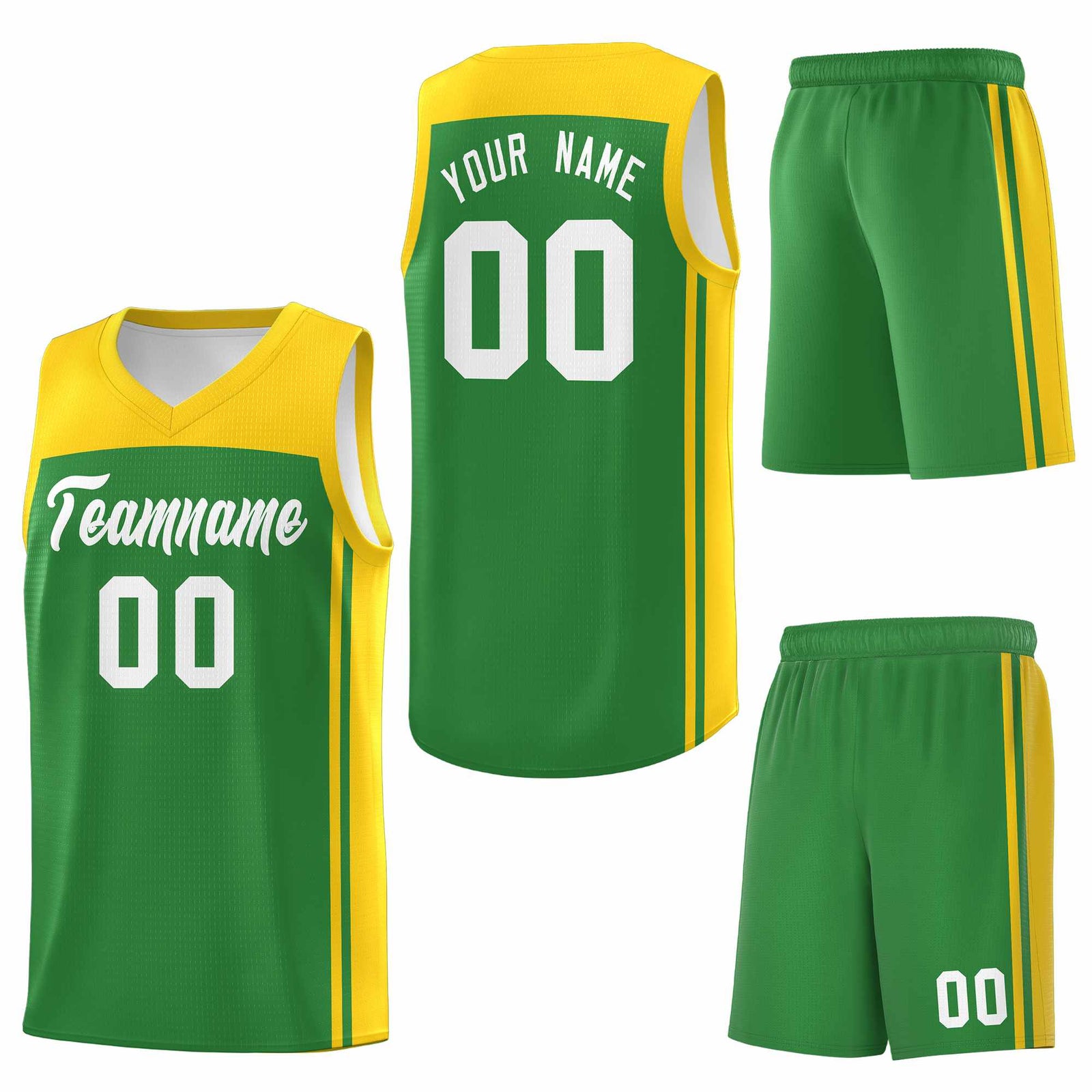 Custom Kelly Green Gold Classic Sets Sports Uniform Basketball Jersey