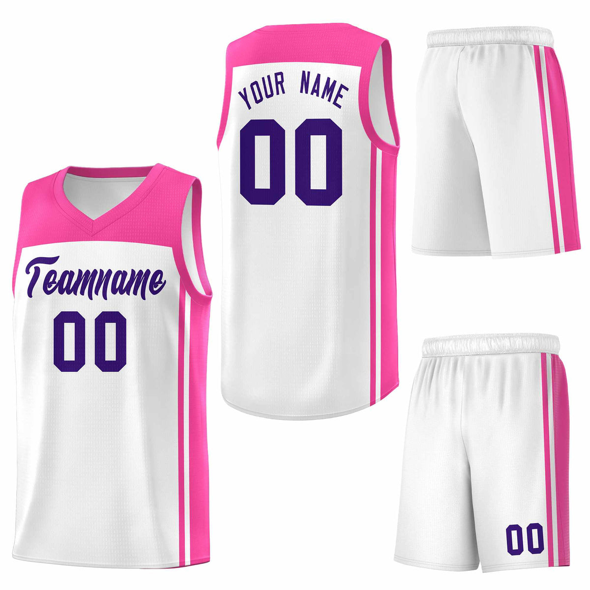 Custom White Pink Classic Sets Sports Uniform Basketball Jersey