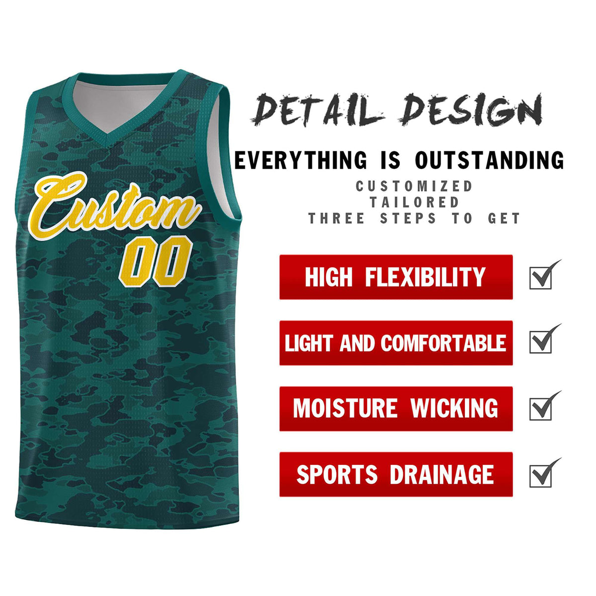 Custom Personalized Camo Sets Sports Uniform Basketball Jersey