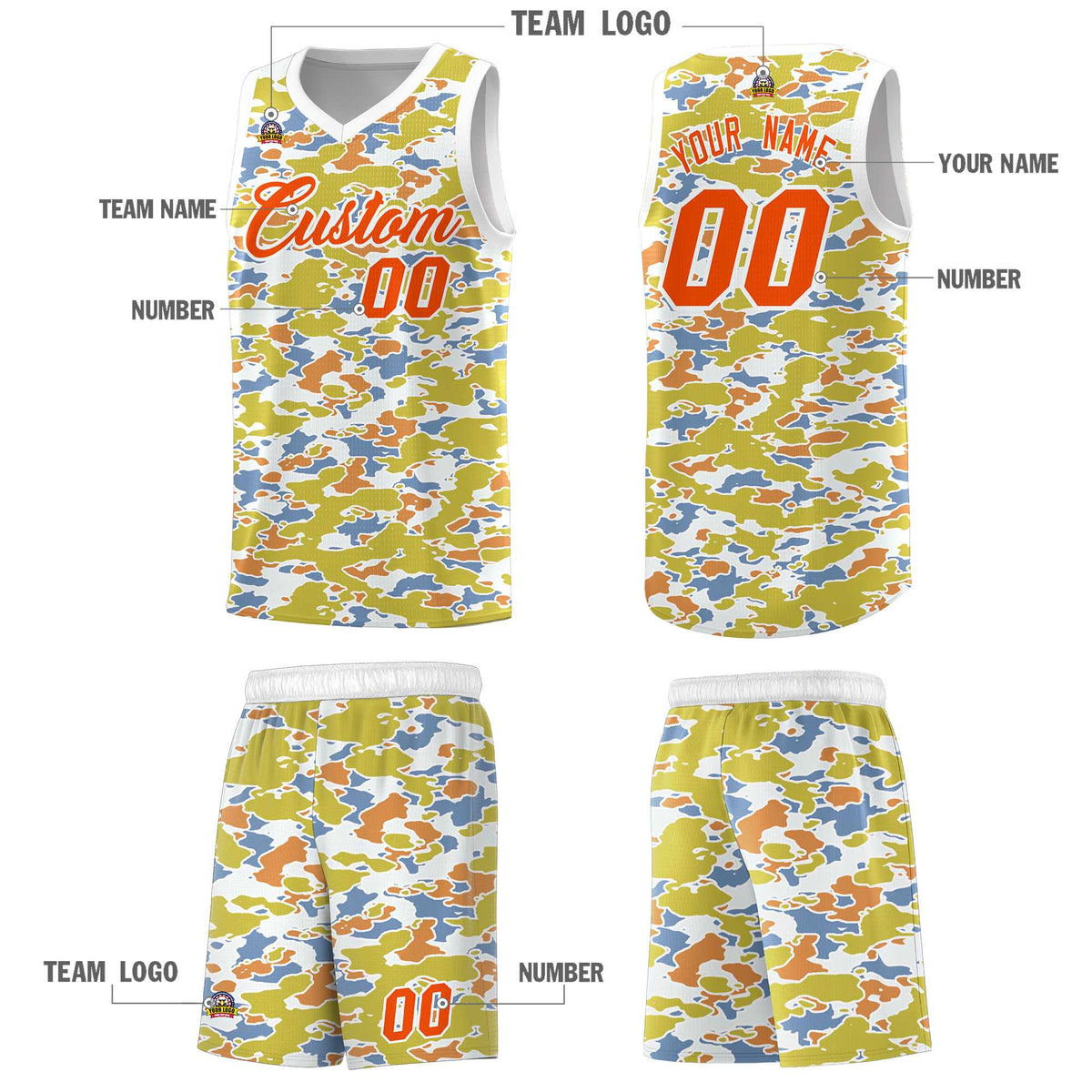 Custom Personalized Camo Sets Sports Uniform Basketball Jersey