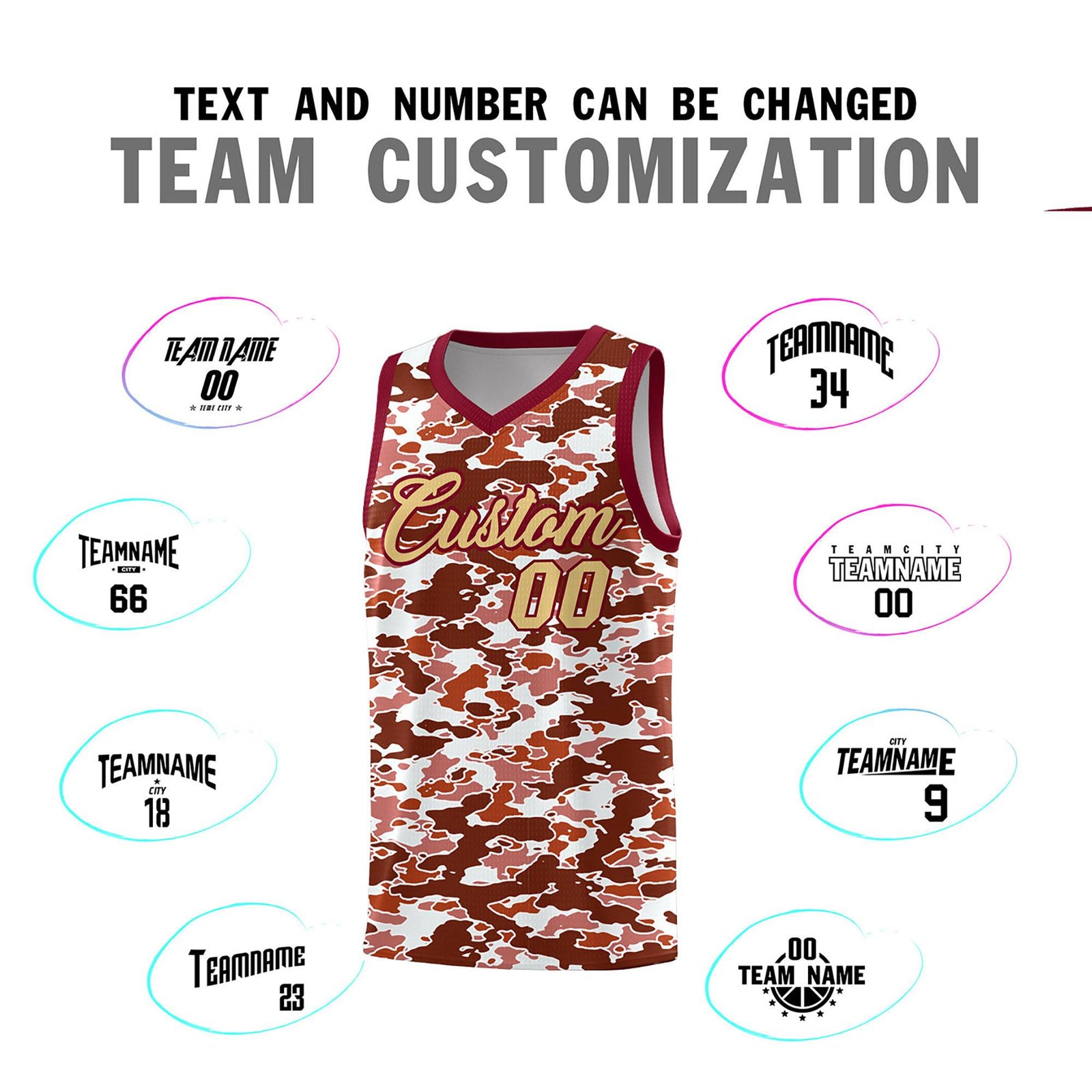 Custom Personalized Camo Sets Sports Uniform Basketball Jersey