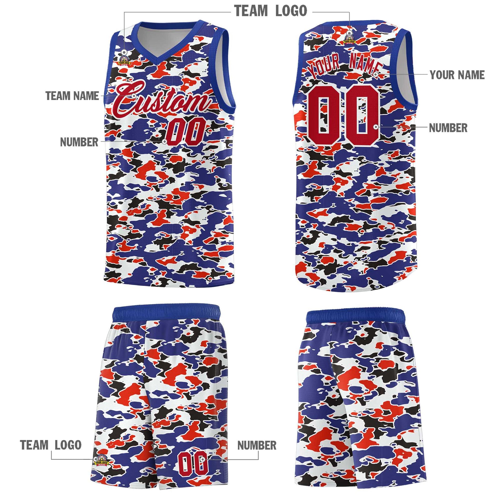 Custom Personalized Camo Sets Sports Uniform Basketball Jersey