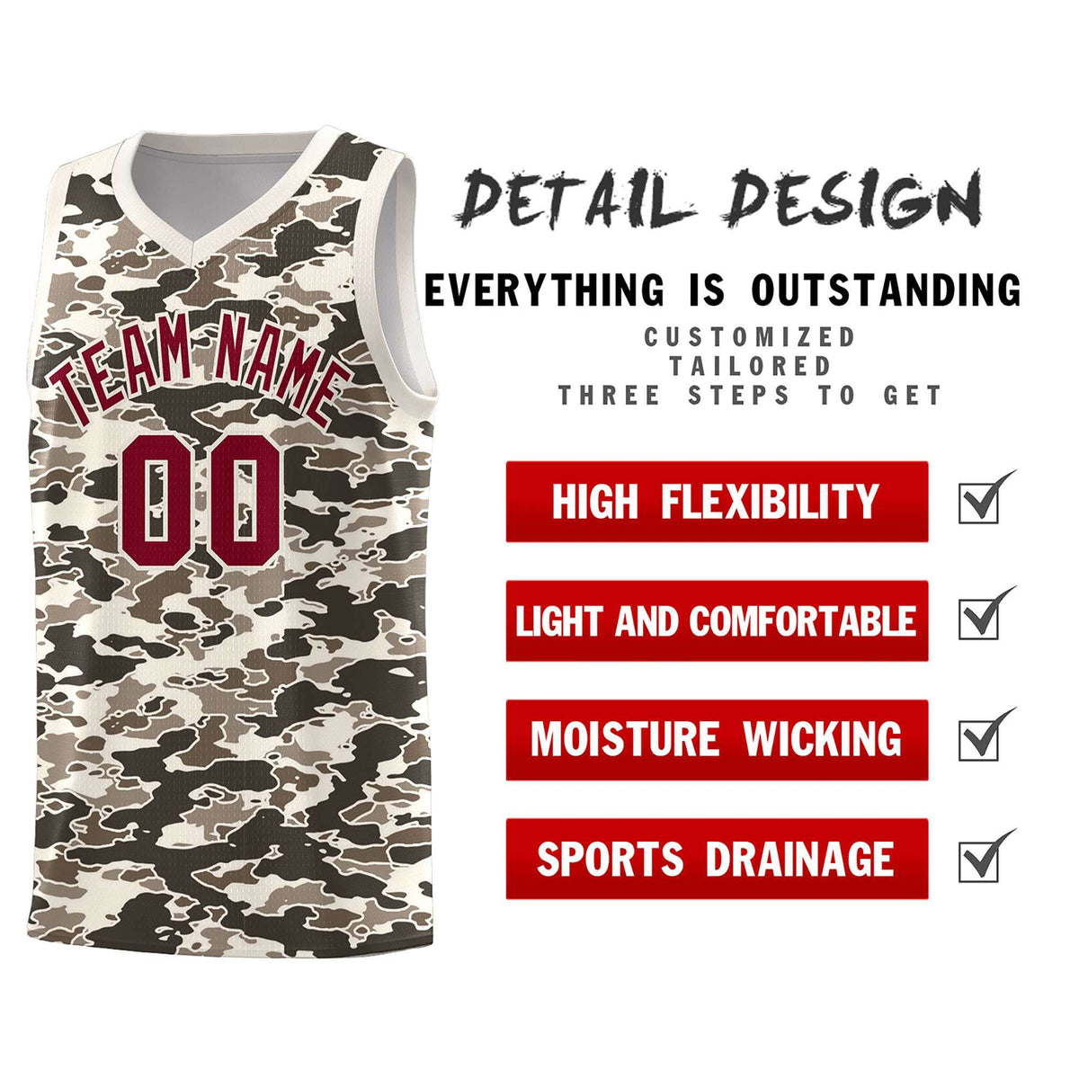 Custom Personalized Camo Sets Sports Uniform Basketball Jersey