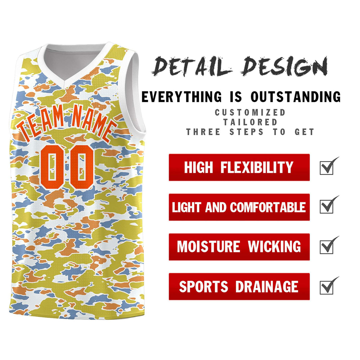 Custom Personalized Camo Sets Sports Uniform Basketball Jersey