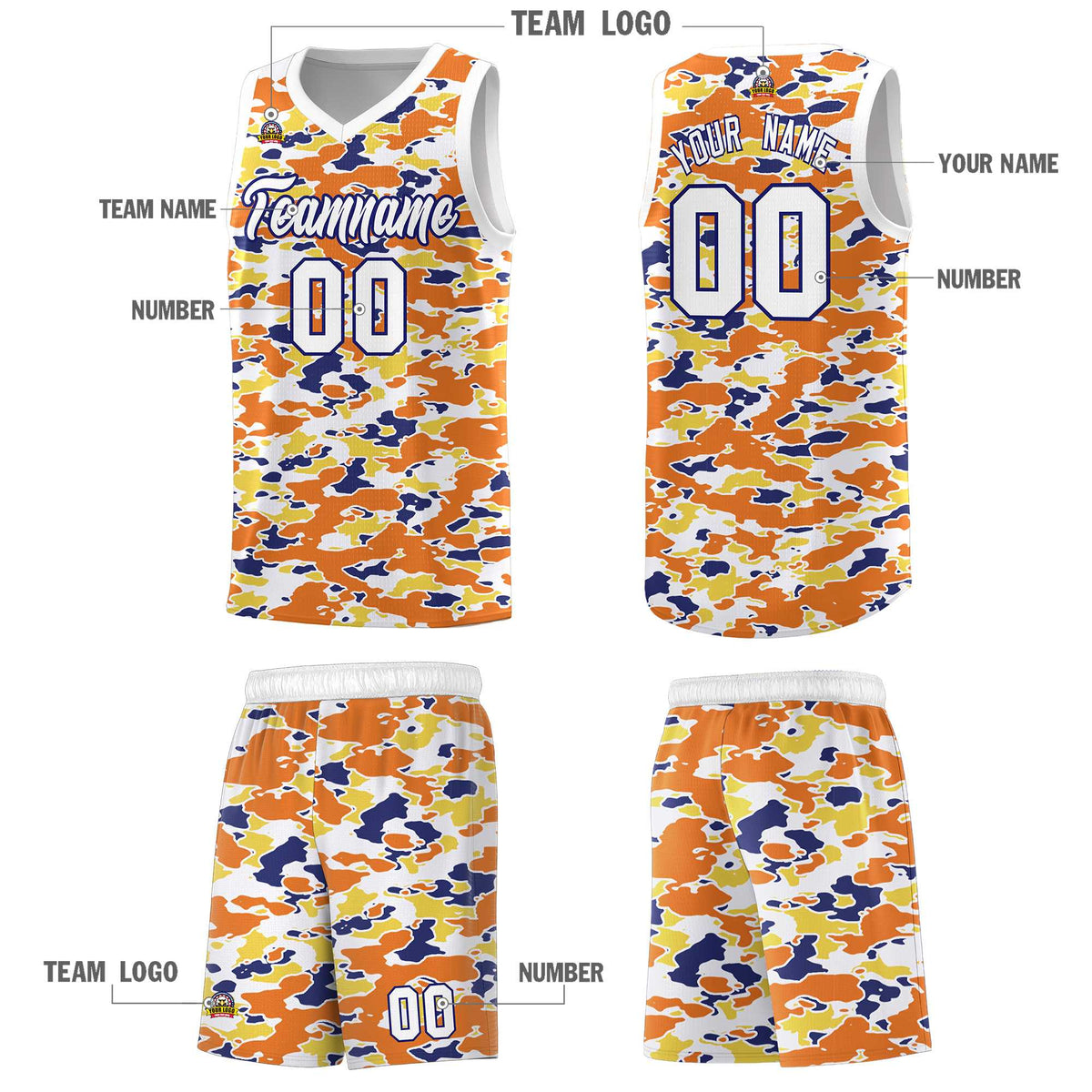 Custom Personalized Camo Sets Sports Uniform Basketball Jersey