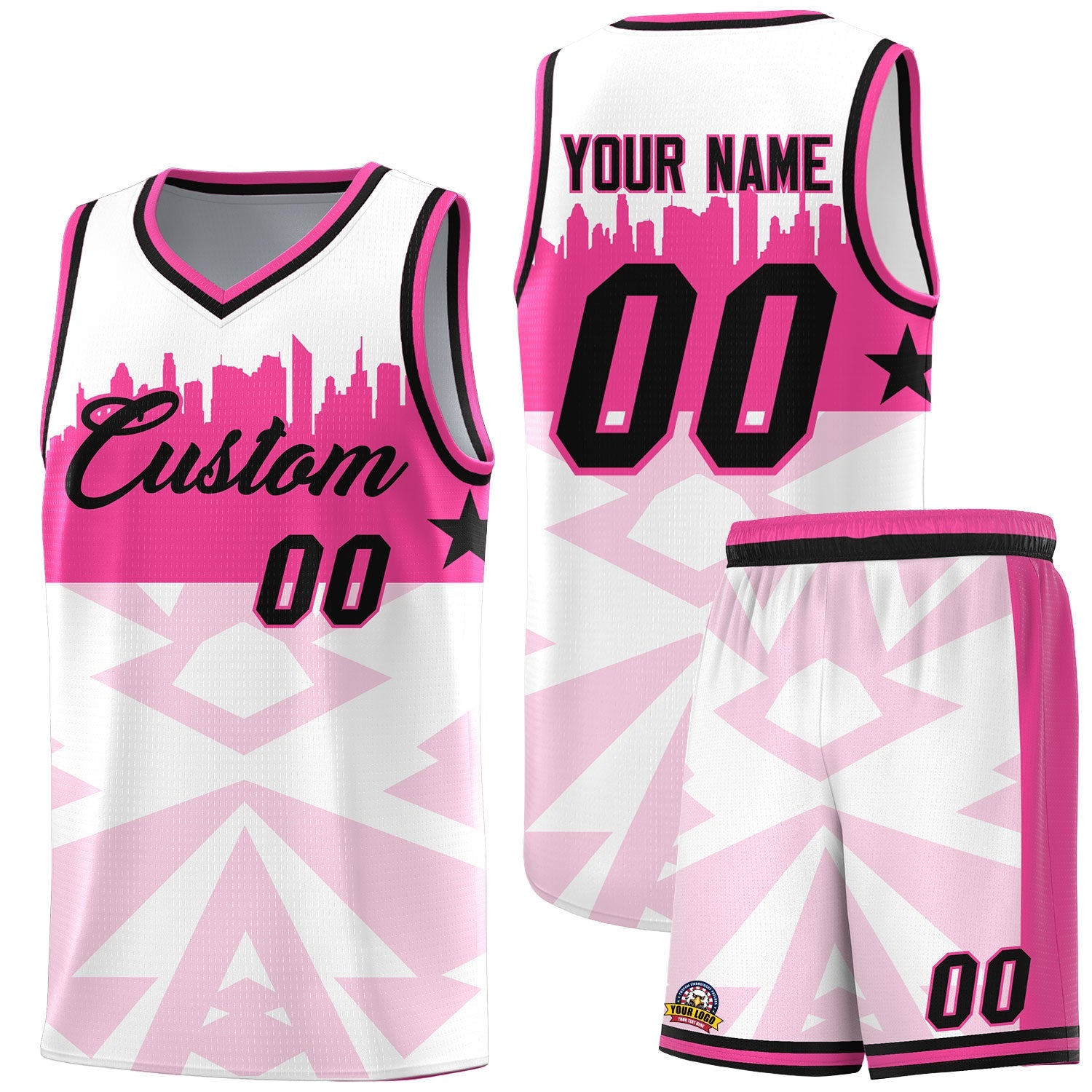 Custom White Personalized City Silhouette Pattern Sports Uniform Basketball Jersey