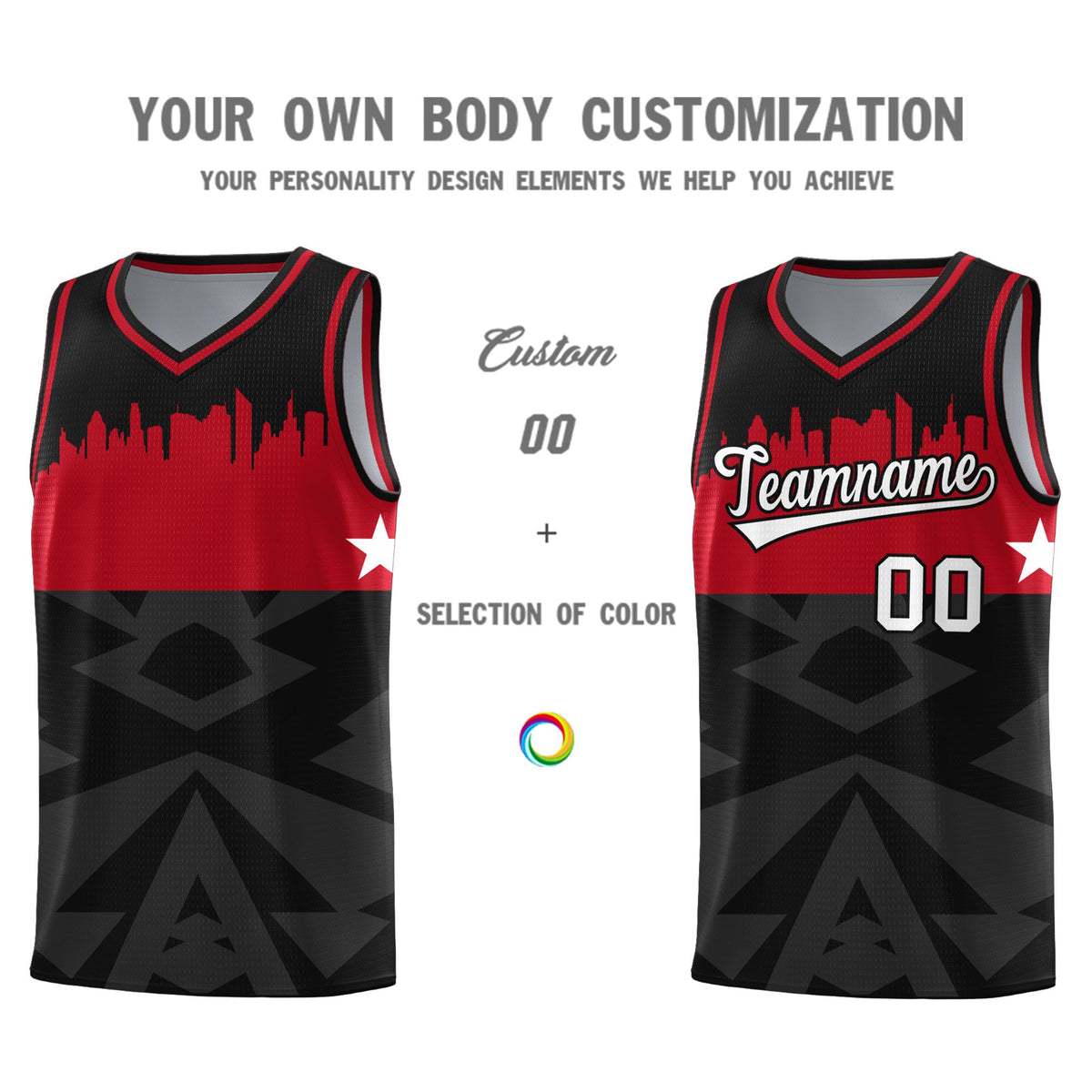 Custom Black Personalized City Silhouette Pattern Sports Uniform Basketball Jersey
