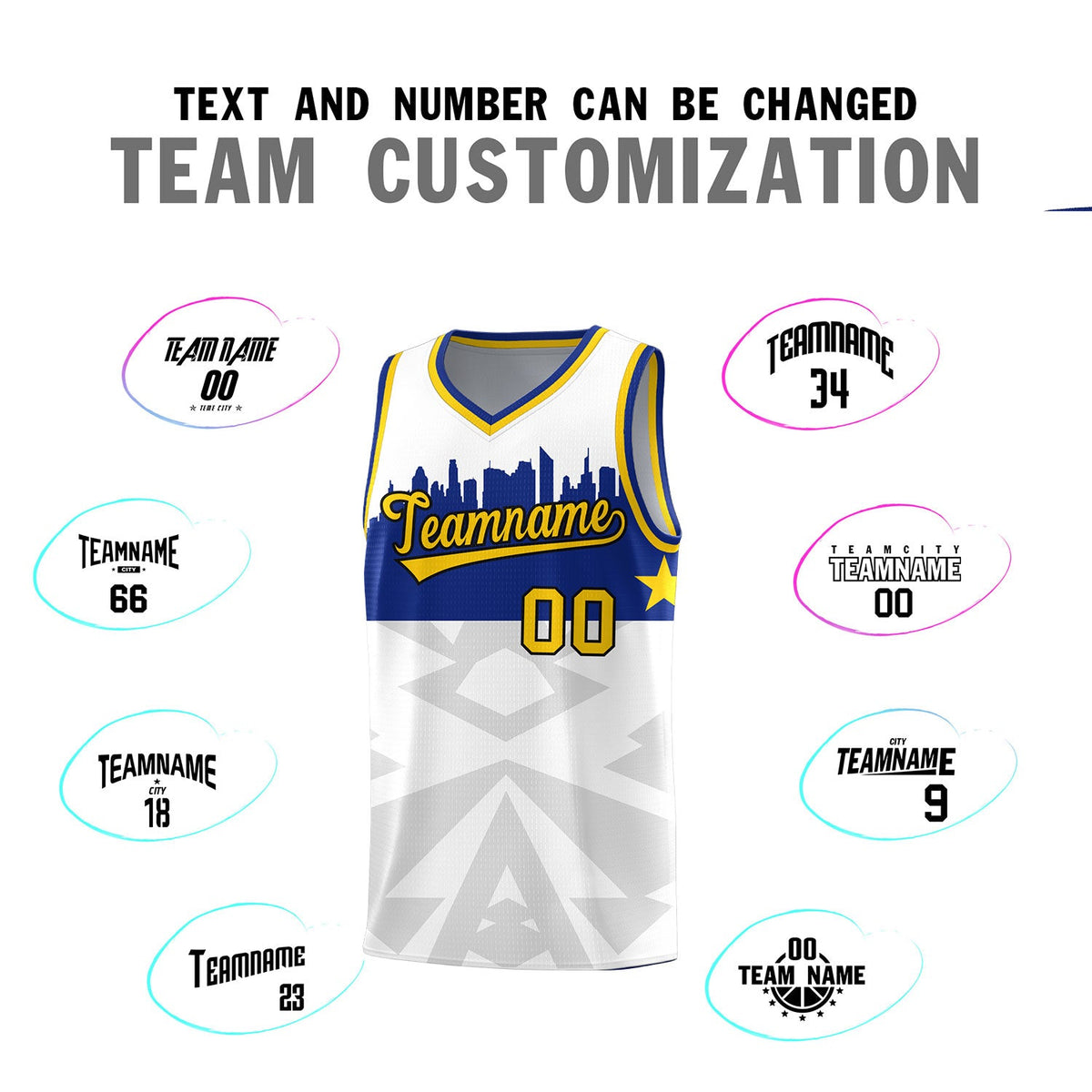 Custom White Personalized City Silhouette Pattern Sports Uniform Basketball Jersey