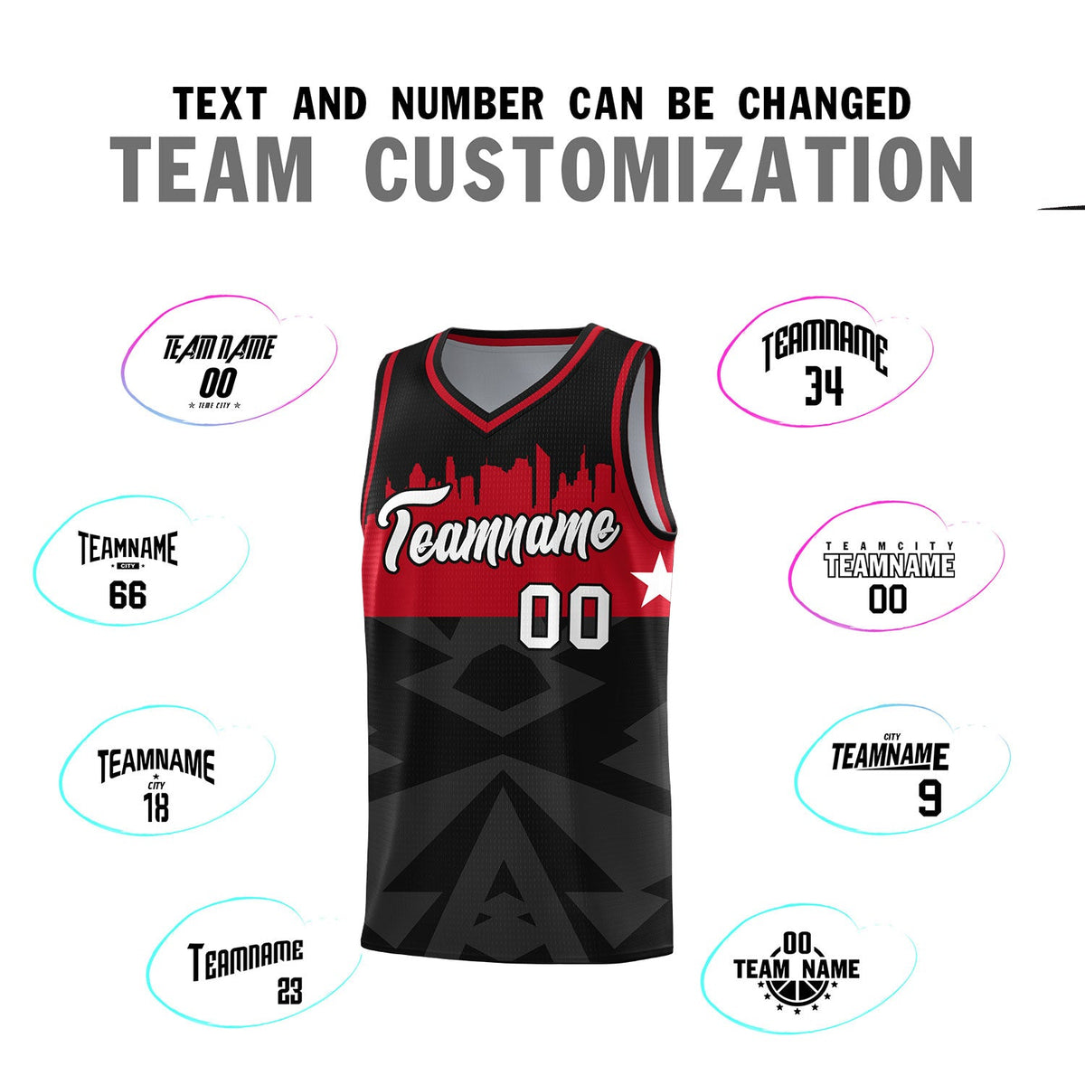 Custom Black Personalized City Silhouette Pattern Sports Uniform Basketball Jersey