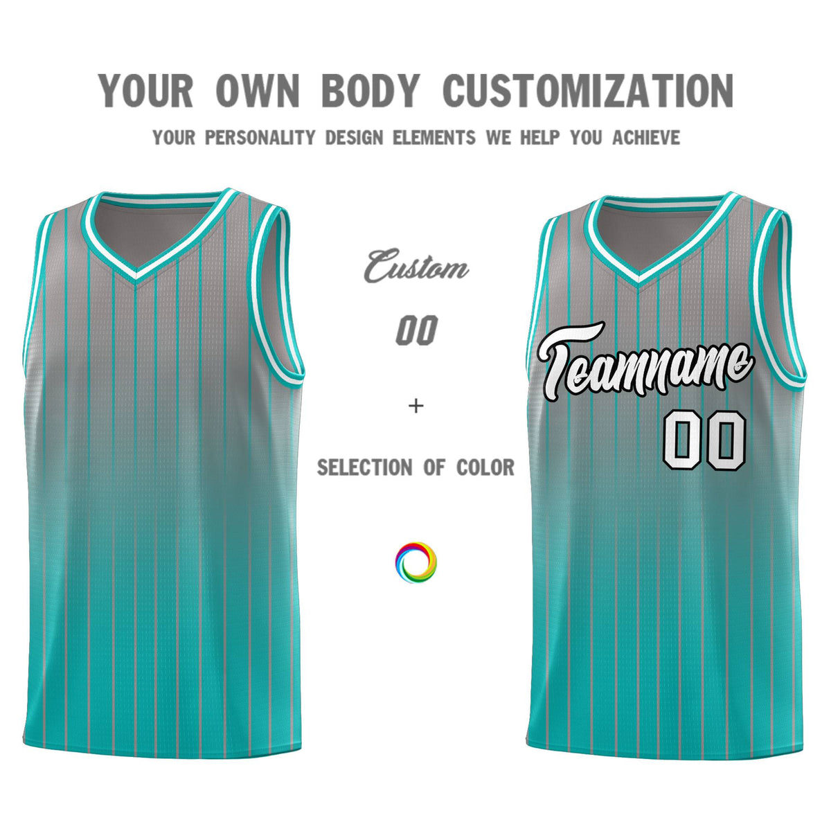 Custom Gray Bright Green Gradient Fashion Sets Sports Stripe Uniform Basketball Jersey