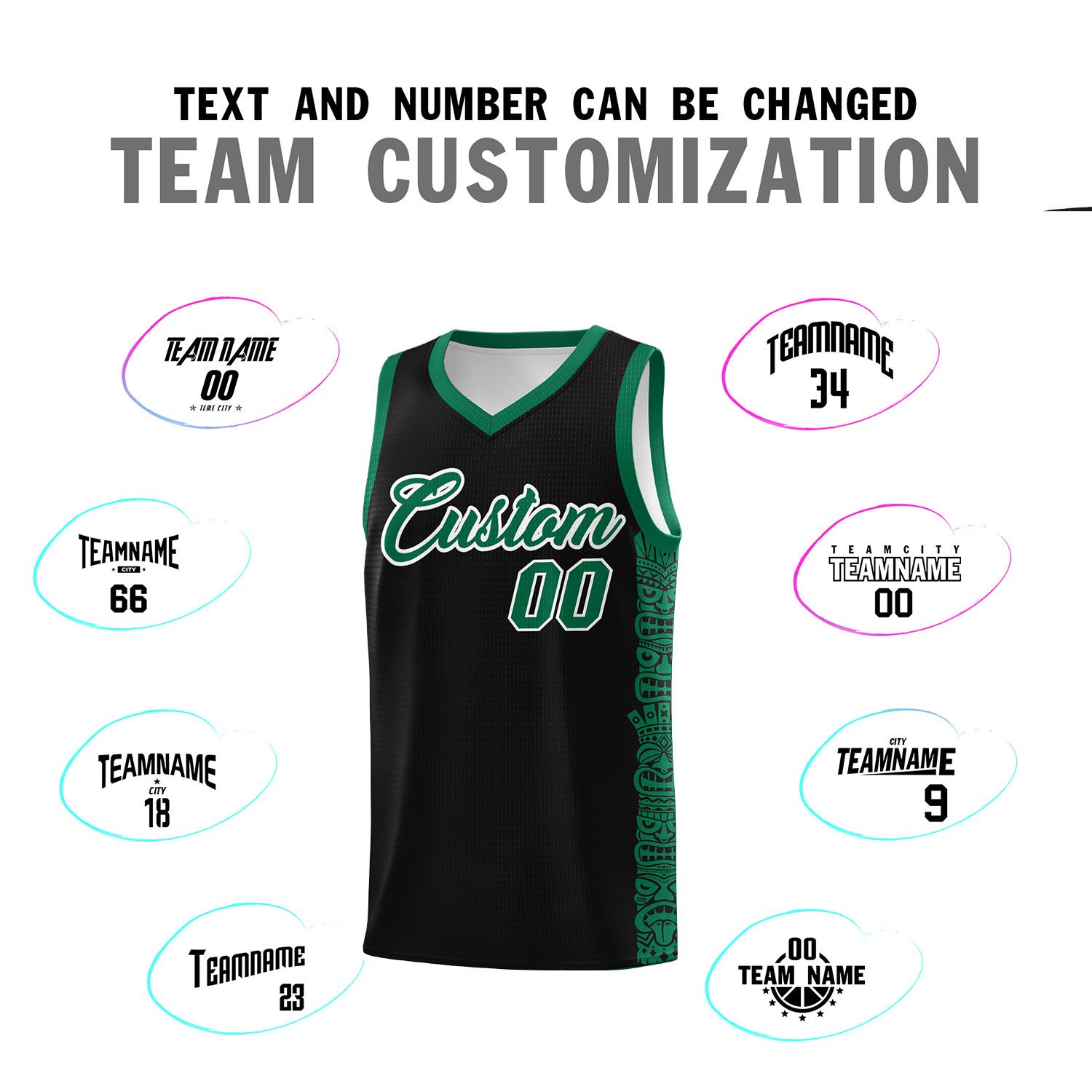 Custom Black Kelly Green Personalized Indians Pattern Sets Sports Uniform Basketball Jersey