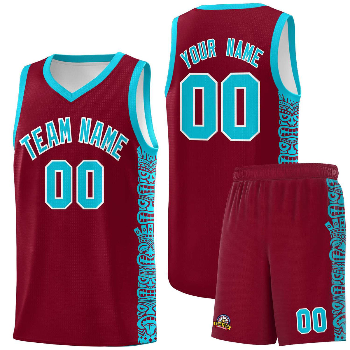 Custom Crimson Sky Blue Personalized Indians Pattern Sets Sports Uniform Basketball Jersey