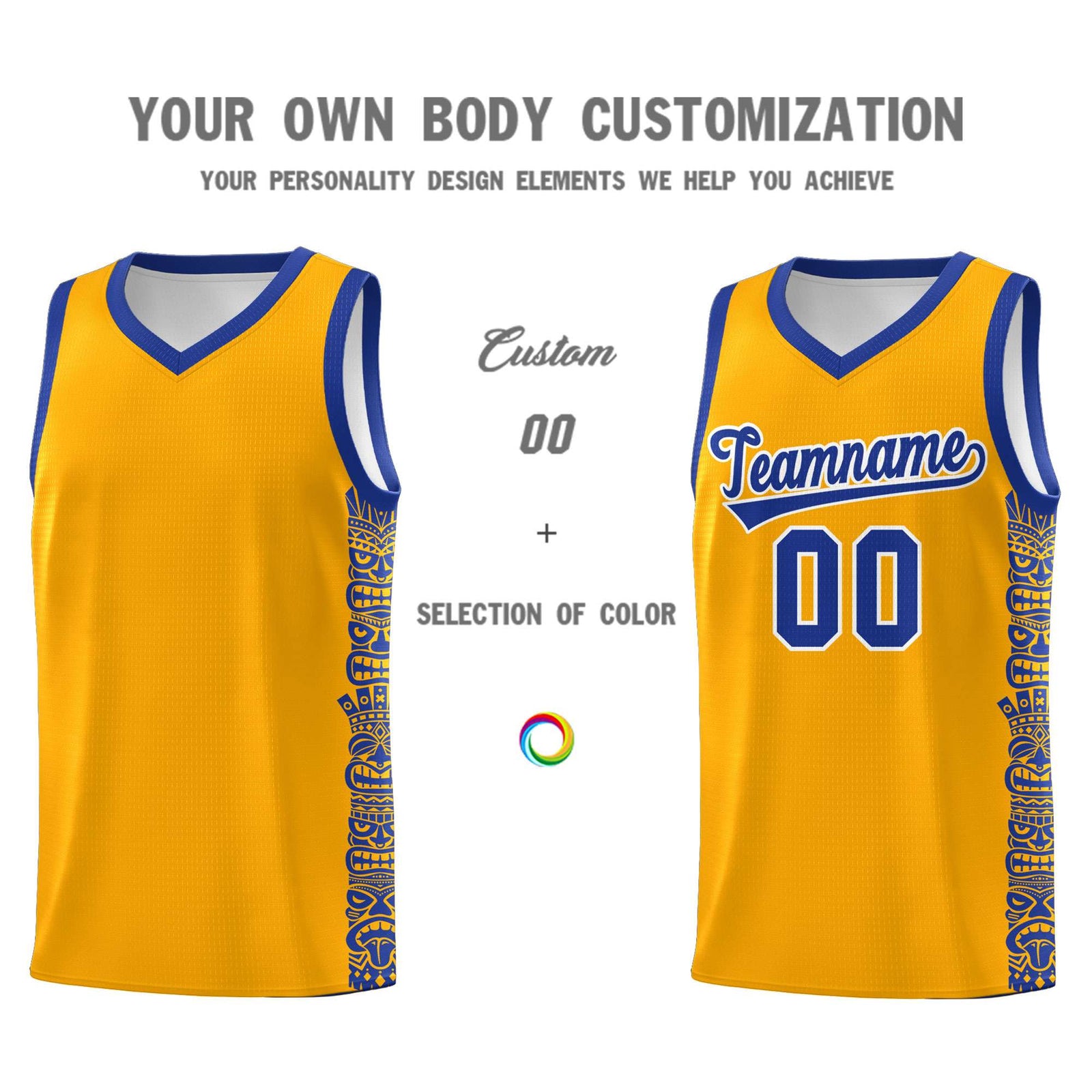 Custom Yellow Royal Personalized Indians Pattern Sets Sports Uniform Basketball Jersey